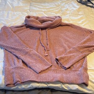 Cozy Mauve Ribbed Turtleneck Sweater